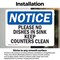 Signmission Please No Dishes In Sink Keep Counters Clean, 7 in W x Rectangle, Vinyl Decal OS-2PACK-NS-D-57-L-17530 - alternate 5